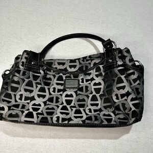 Etienne Aigner signature shoulder bag, Black And Gray, pockets galore